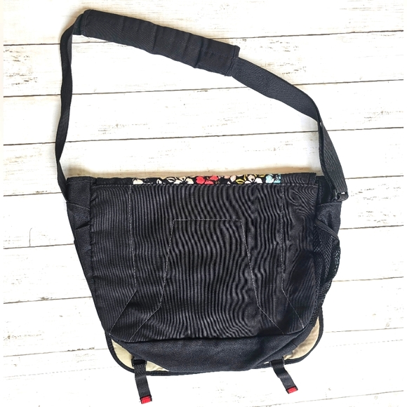 RARE VINTAGE Jansport Messenger Laptop Shoulder Bag Y2K Large Floral BlackVelvet - Picture 3 of 13